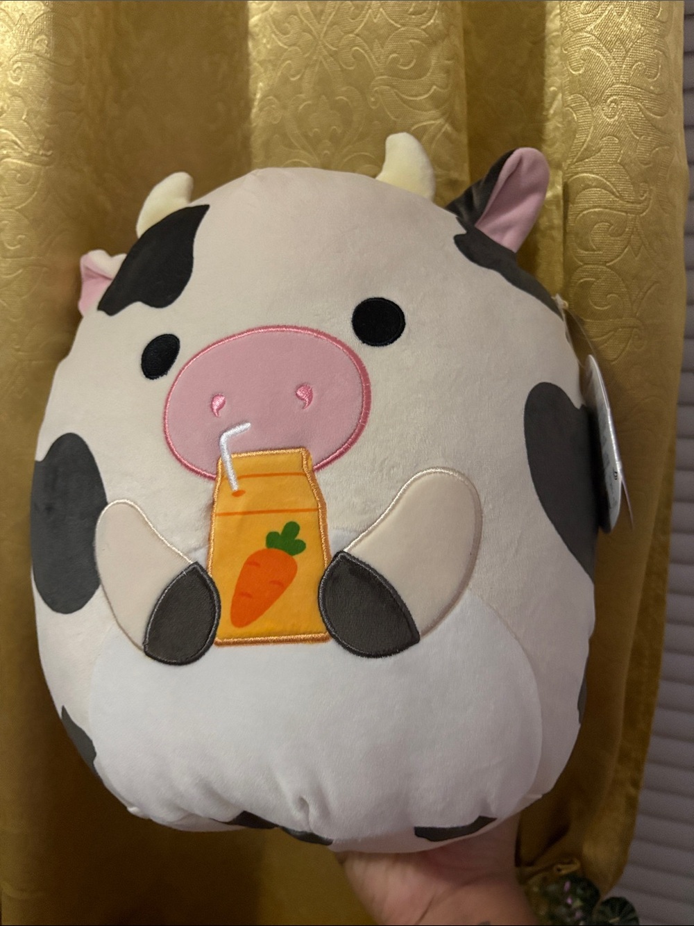 Squishmallow Cow with Juice Box